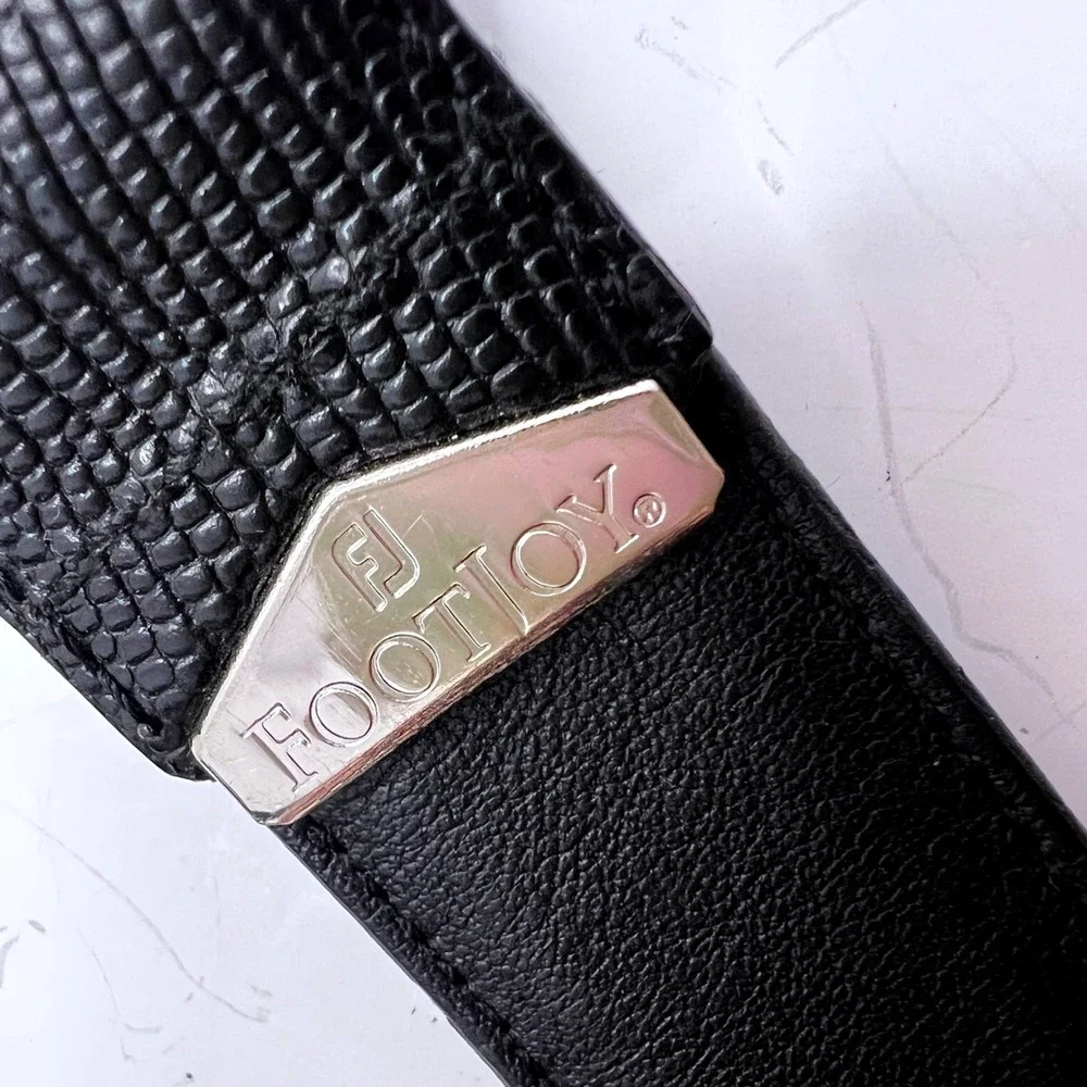 FootJoy Mens Black Lizard Embossed Leather Golf Belt Silver Buckle Size‎ 38